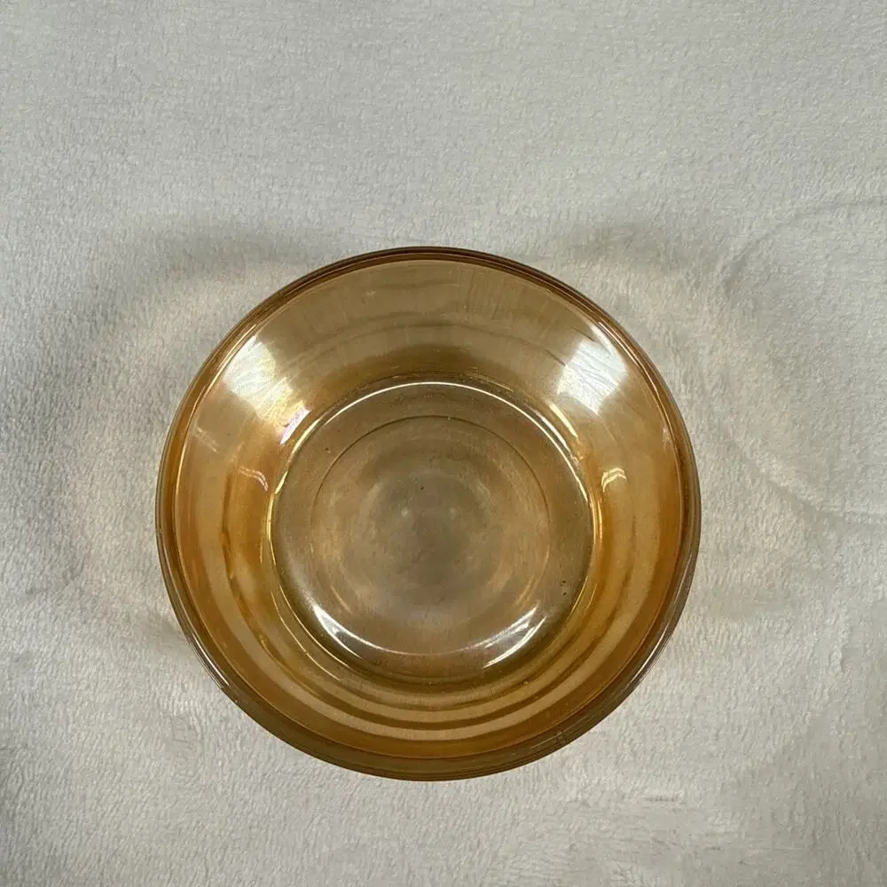 Vintage Jeanette Glass Iridescent Peach Lustre Poodle Dresser Box 6 1/2